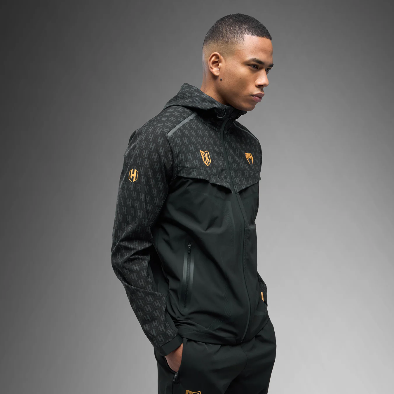 FK x Venum Hexagone MMA tracksuit Complete Tracksuit (Jacket + Pants) - Black/Gold - Image 2