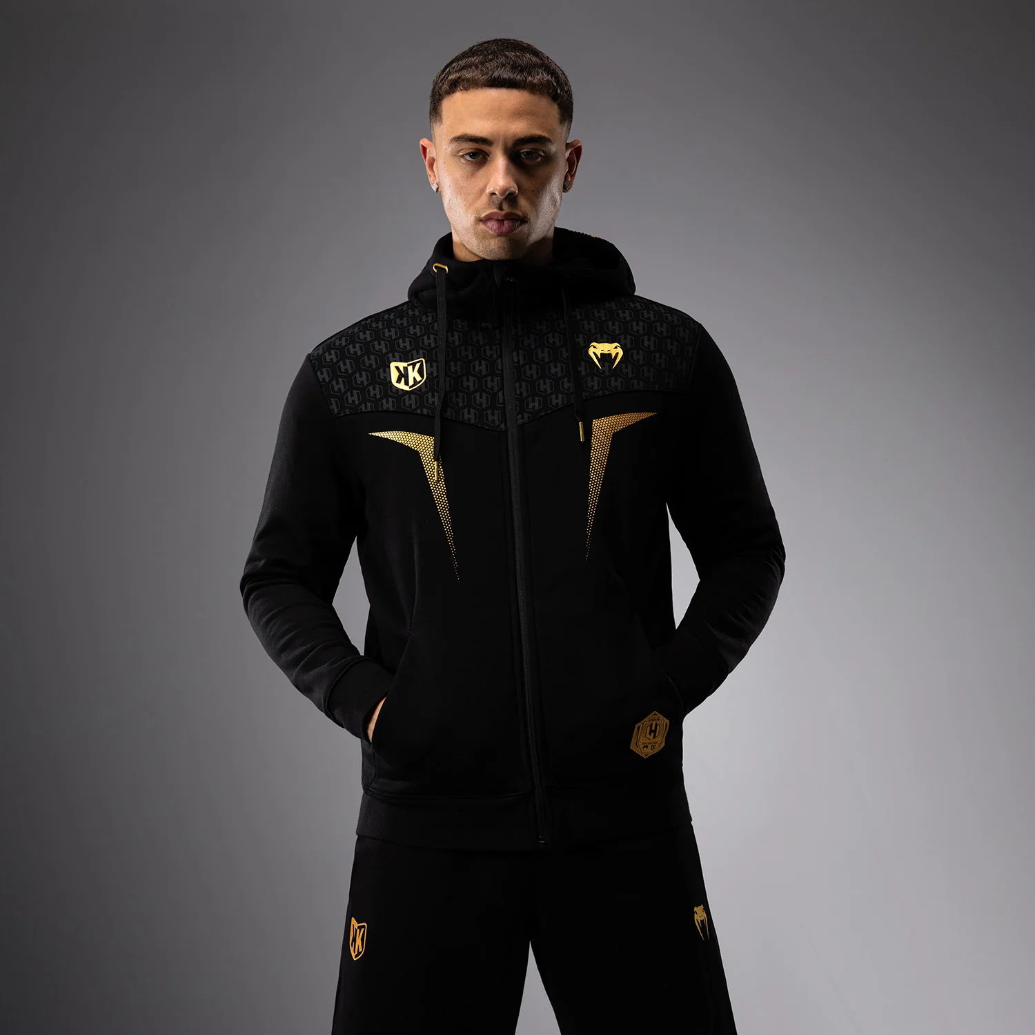 FK x Venum Hexagone MMA Hooded Jacket - Black/Gold - Image 3
