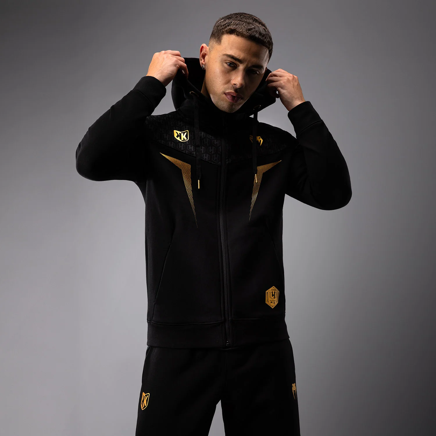 FK x Venum Hexagone MMA Hooded Jacket - Black/Gold - Image 4