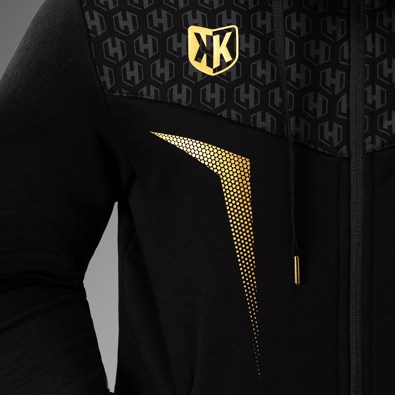 FK x Venum Hexagone MMA Hooded Jacket - Black/Gold - Image 9