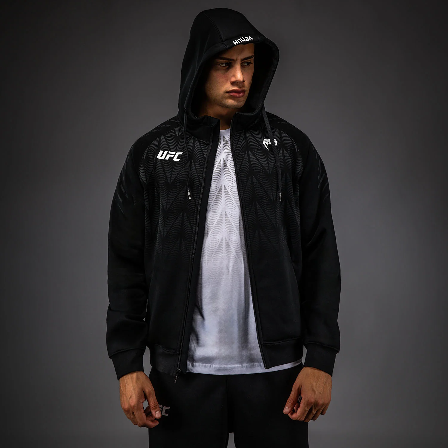 Men’s UFC Zenith by Venum Replica Black Zip Hoodie - Image 2