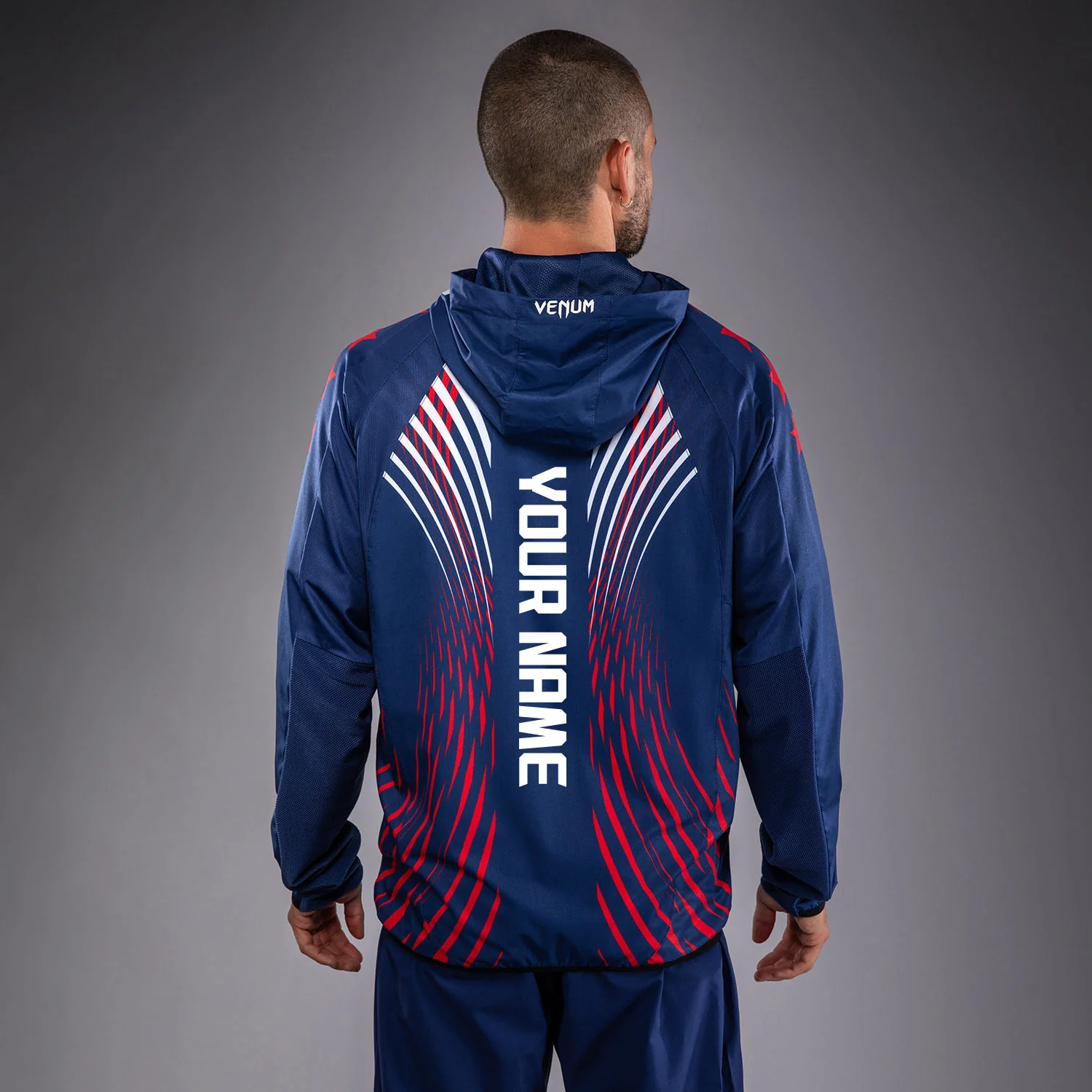 Men's Official UFC Freedom 250 by Venum Blue Authentic Fight Night Walkout Hoodie - Image 4