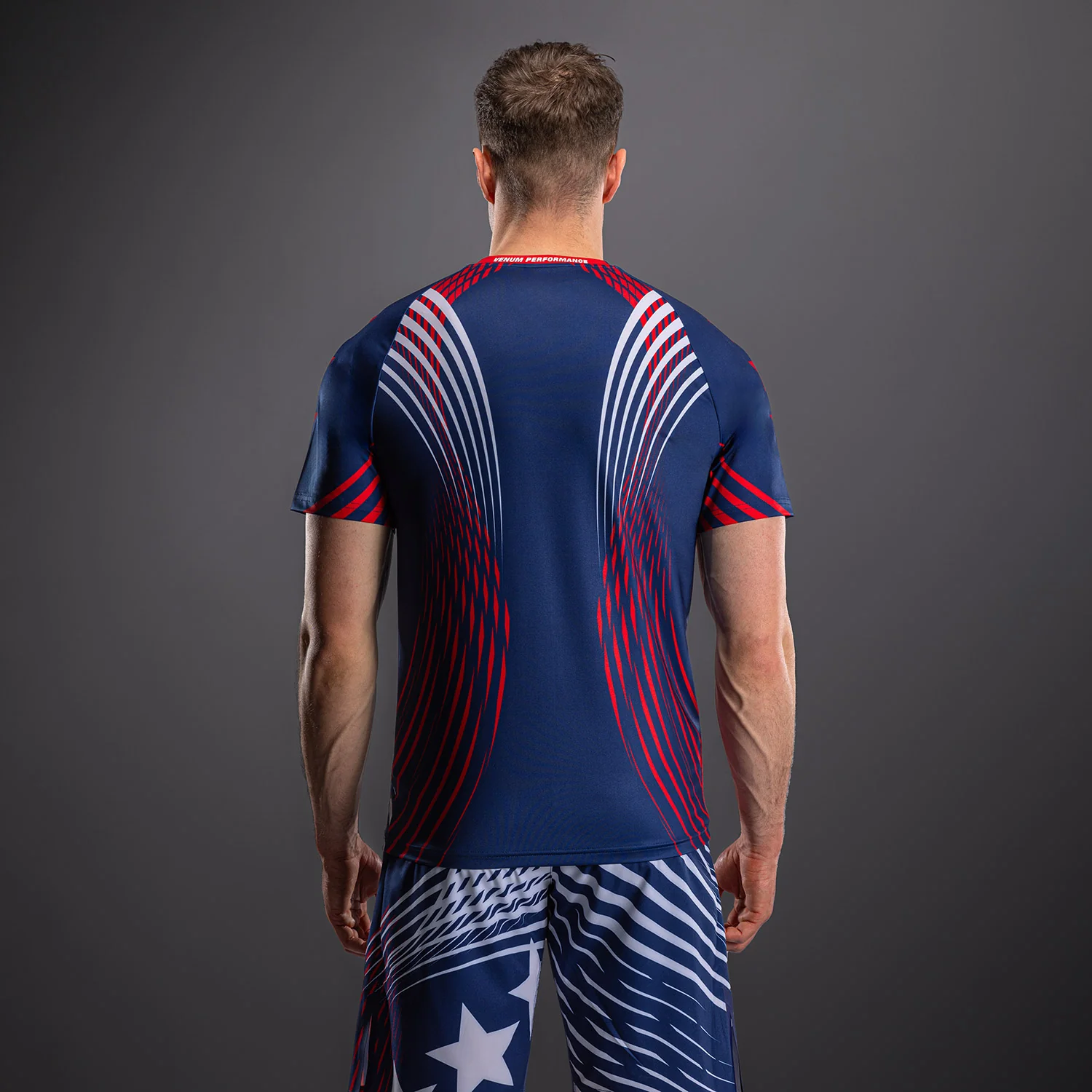 Men's Official UFC Freedom 250 by Venum Blue Authentic Fight Night Walkout Jersey - Image 4