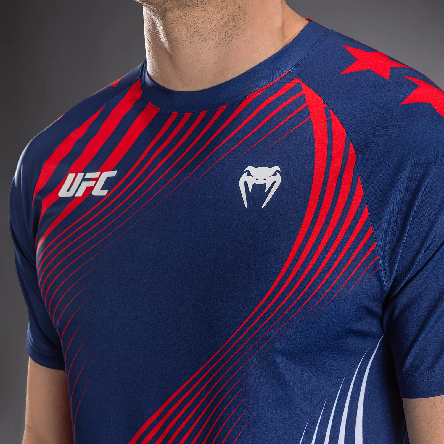 Men's Official UFC Freedom 250 by Venum Blue Authentic Fight Night Walkout Jersey - Image 6