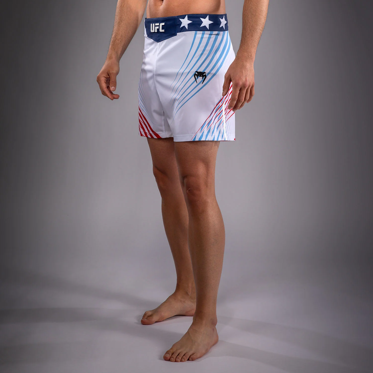 Men's Official UFC Freedom 250 by Venum White Authentic Fight Night Short Fit Fight Short - Image 3