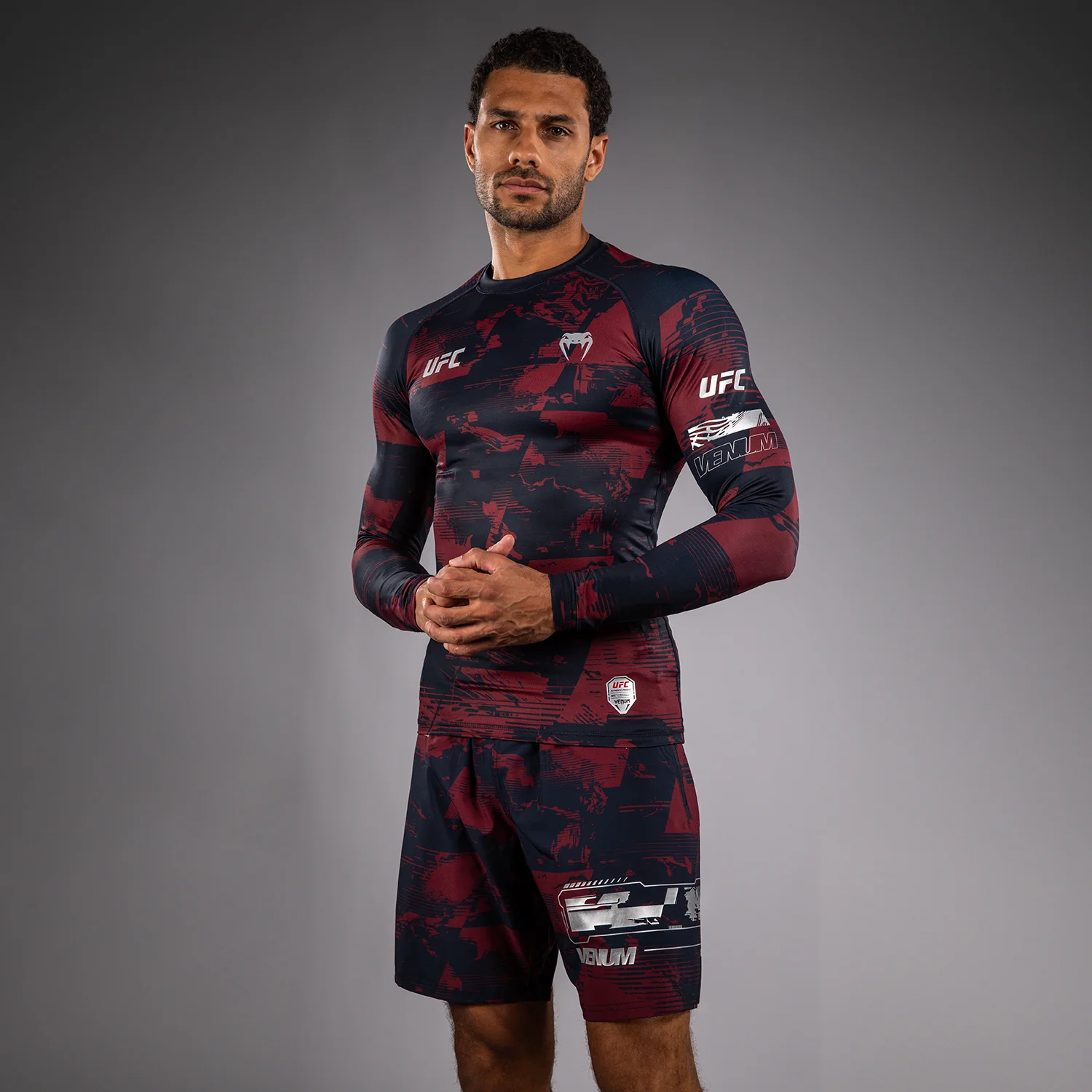 Men's UFC Zenith by Venum Burgundy Authentic Fight Week Performance Long Sleeve Rashguard - Image 2