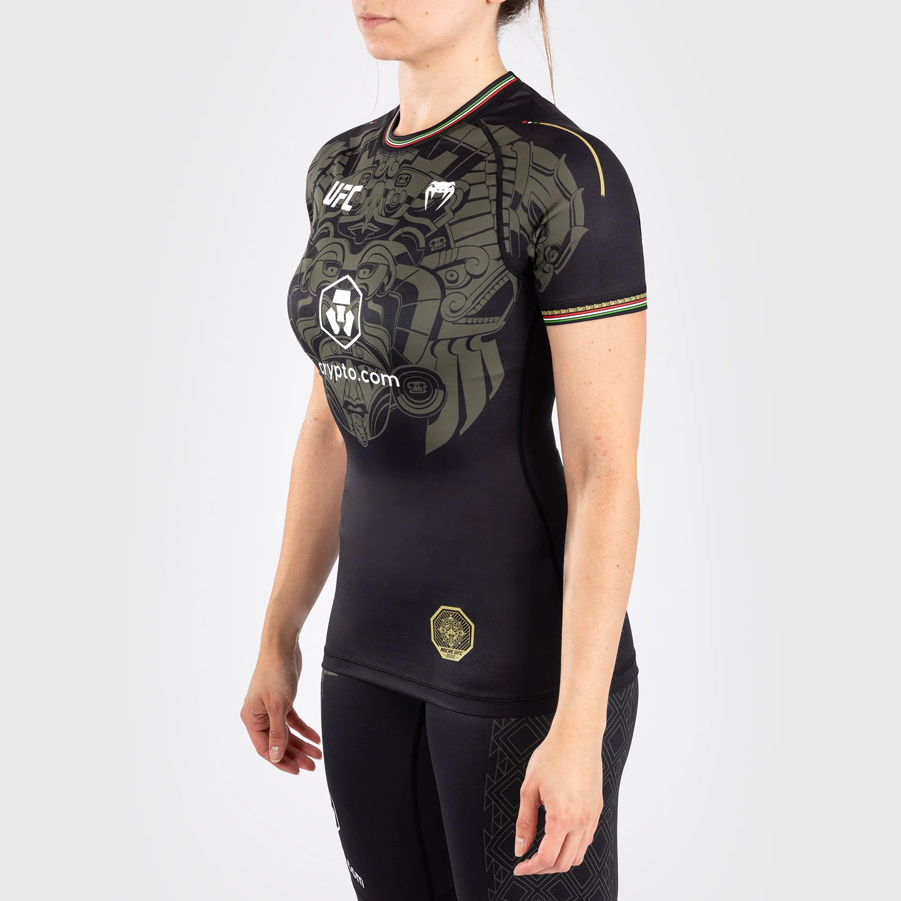 Noche UFC By Venum Authentic Fight Night Women’s Performance Short Sleeve Rashguard - Black - Image 3