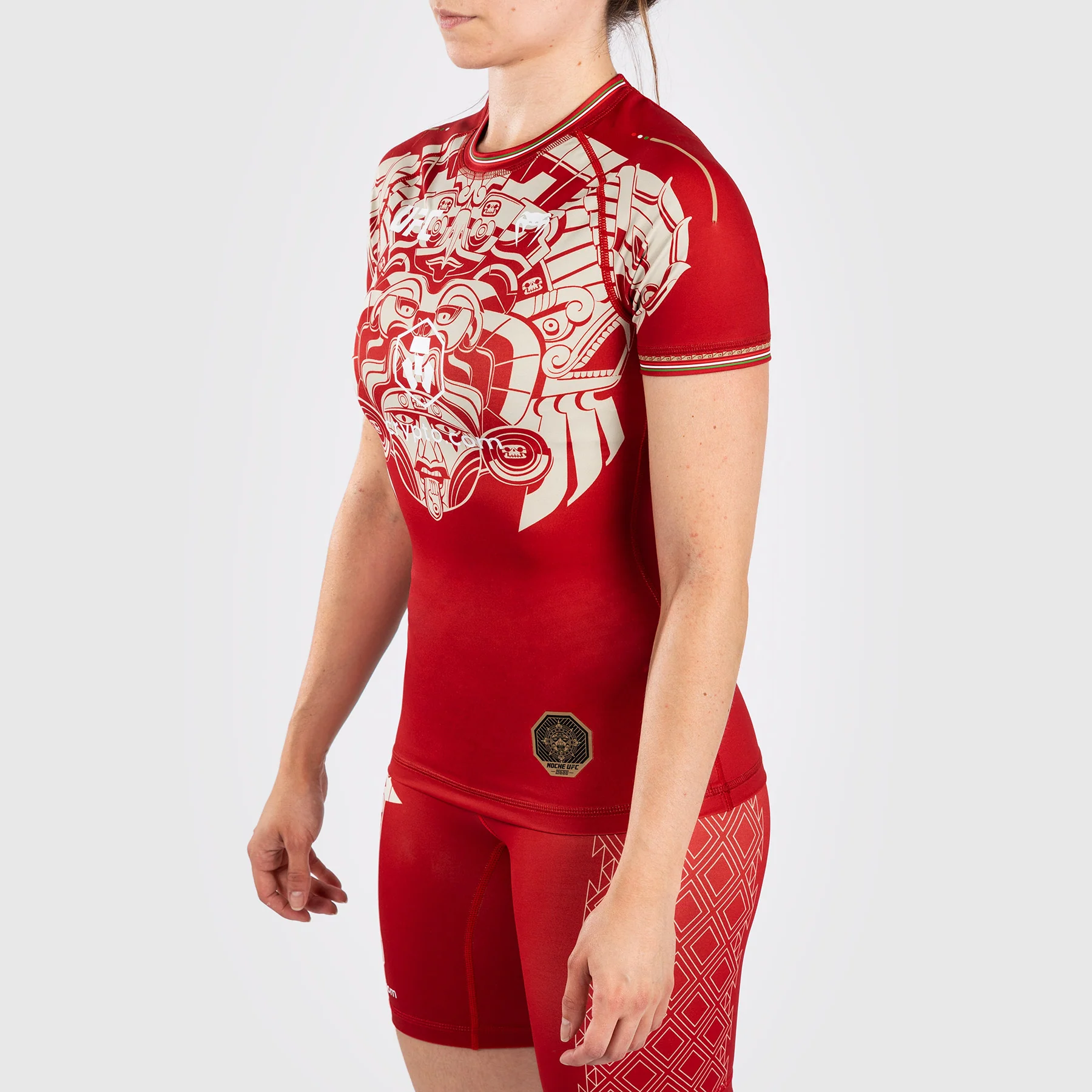 Noche UFC By Venum Authentic Fight Night Women’s Performance Short Sleeve Rashguard - Red - Image 3