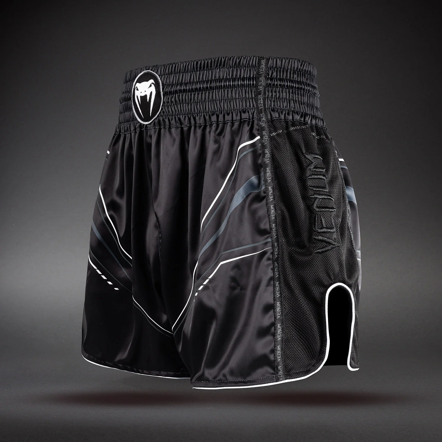 Venum Streamline Muay Thai Shorts - Black/White - Image 2