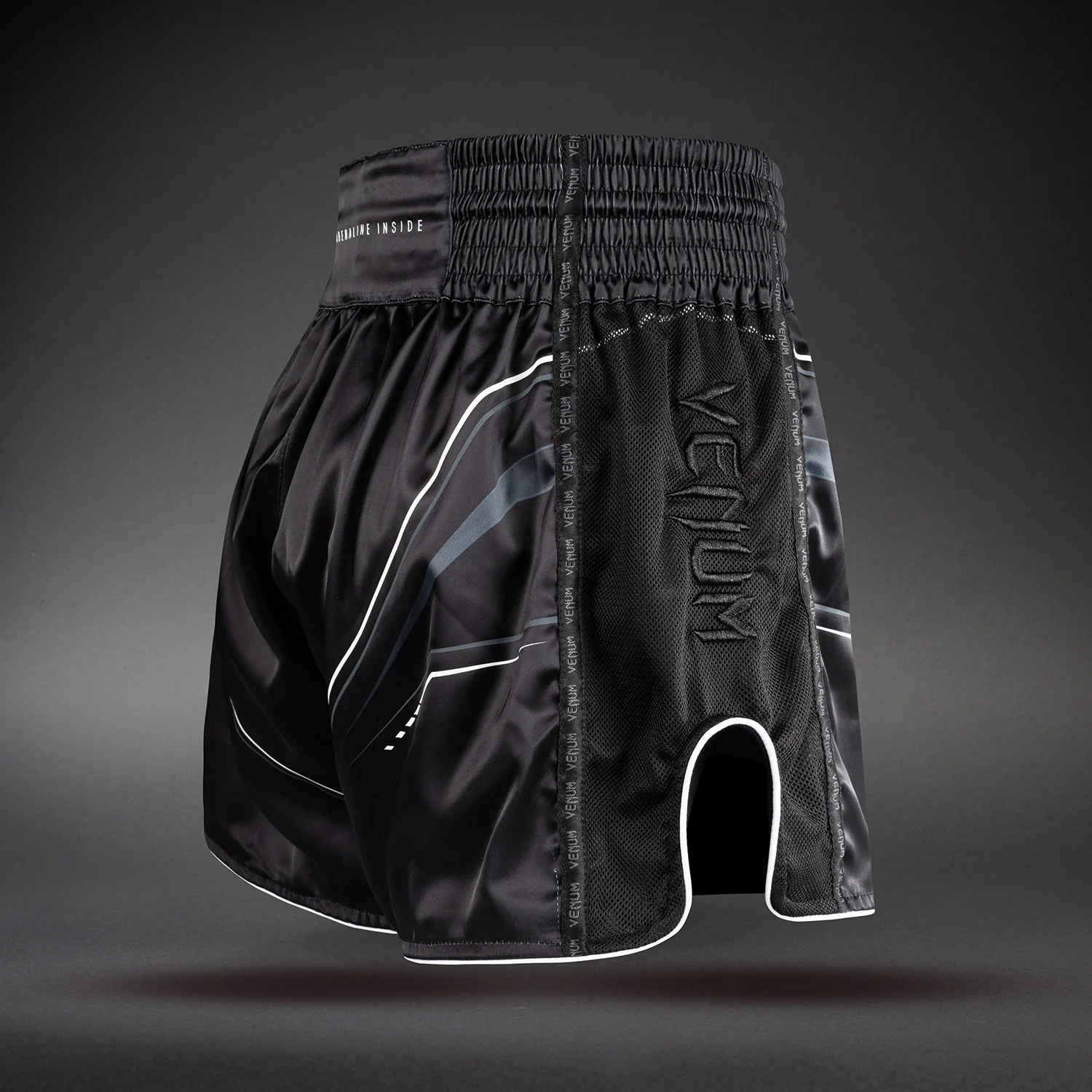 Venum Streamline Muay Thai Shorts - Black/White - Image 4