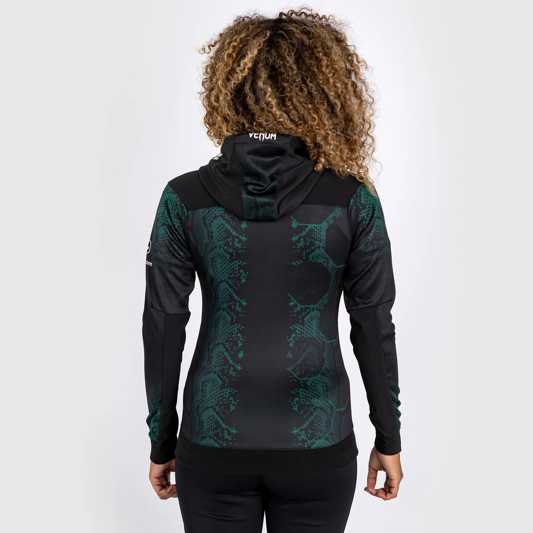 UFC Adrenaline by Venum  Personalized Authentic Fight Night Women’s Walkout Hoodie - Emerald Edition - Green/Black - Image 5