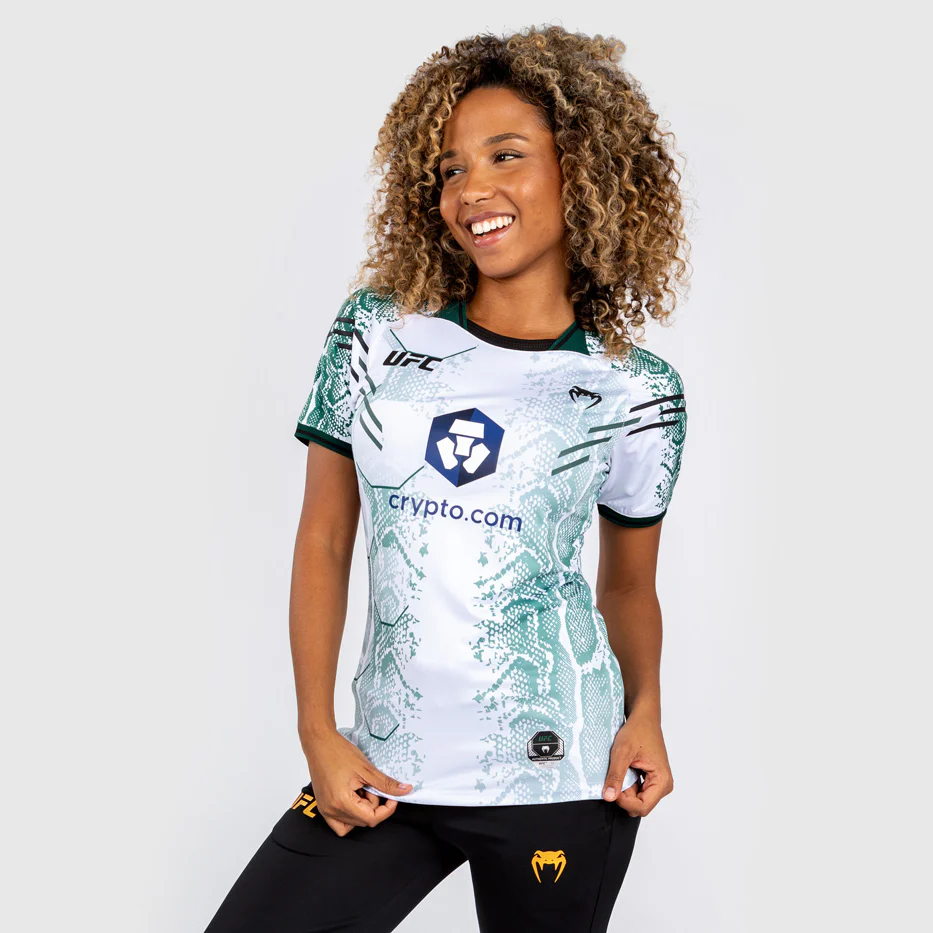 UFC Adrenaline by Venum Personalized Authentic Fight Night Women’s Walkout Jersey - Emerald Edition - White/Green - Image 3