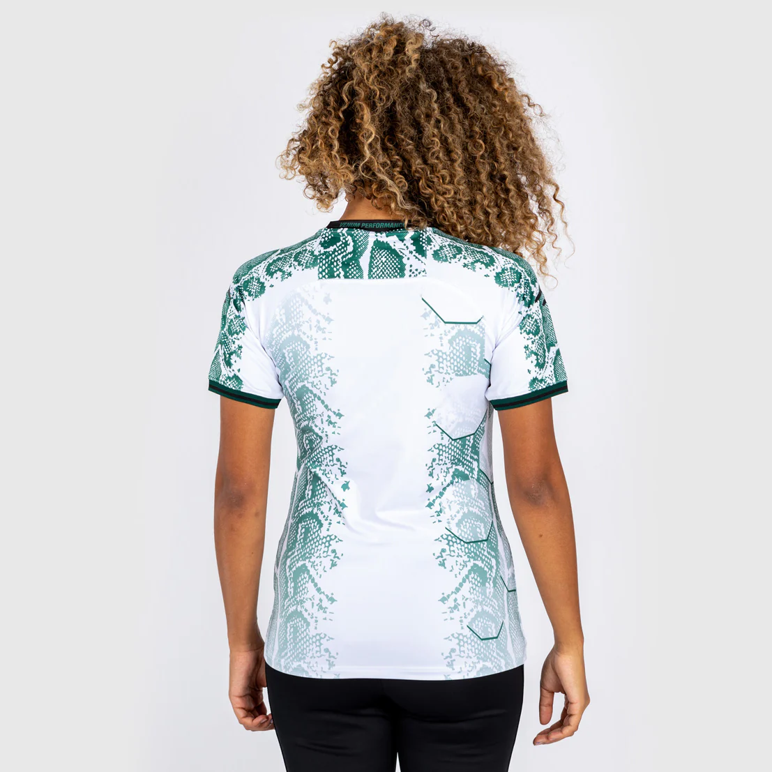 UFC Adrenaline by Venum Personalized Authentic Fight Night Women’s Walkout Jersey - Emerald Edition - White/Green - Image 5