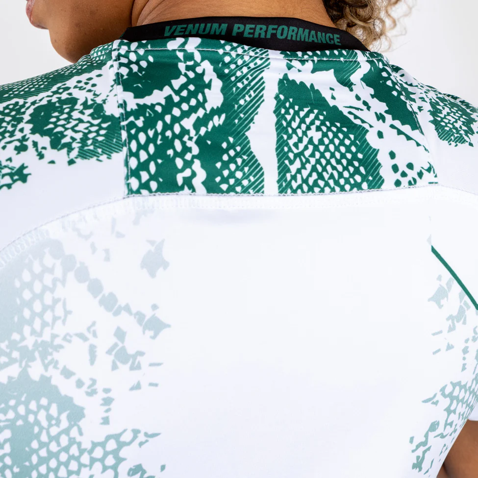 UFC Adrenaline by Venum Personalized Authentic Fight Night Women’s Walkout Jersey - Emerald Edition - White/Green - Image 8