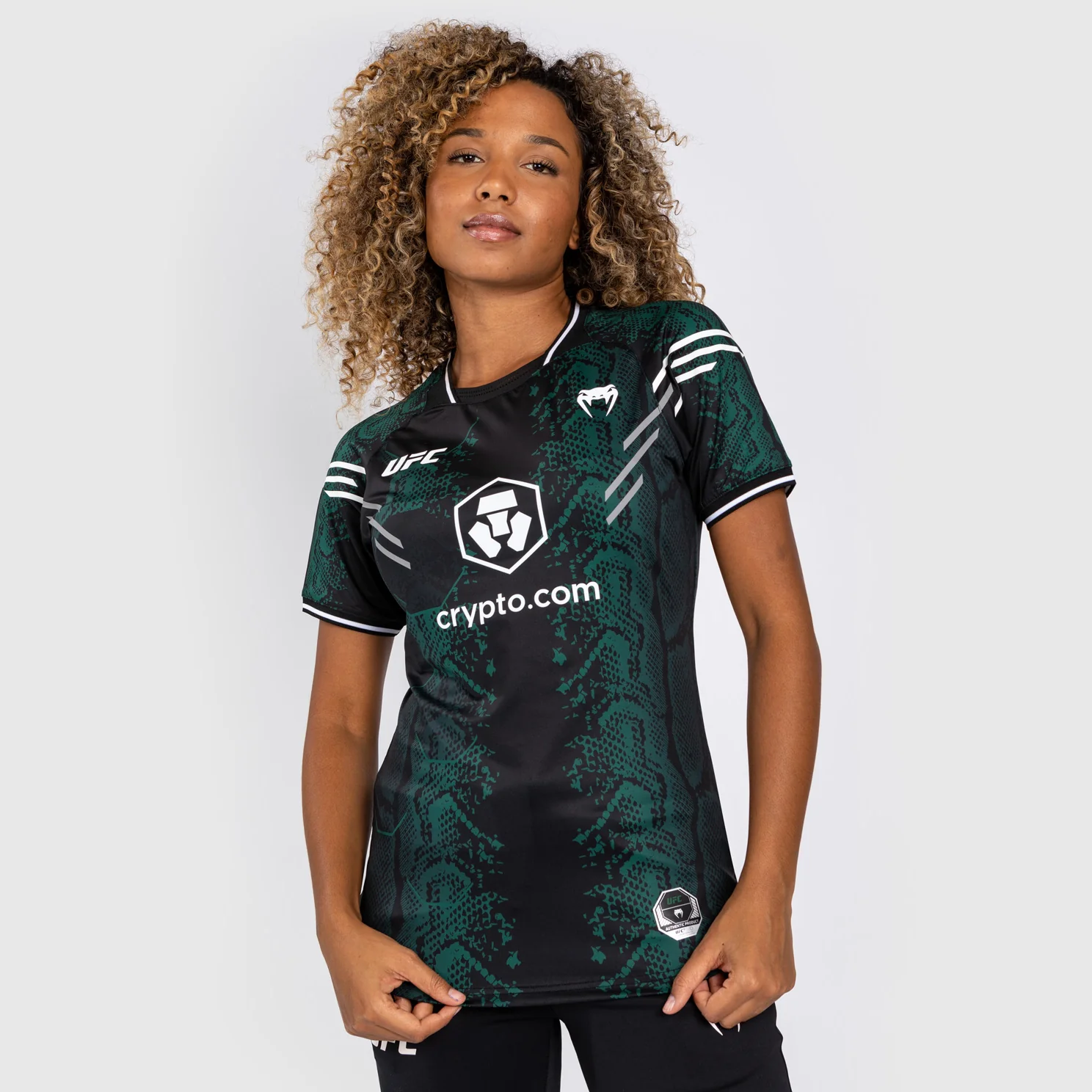 UFC Adrenaline by Venum Personalized Authentic Fight Night Women’s Walkout Jersey - Emerald Edition - Green/Black - Image 2
