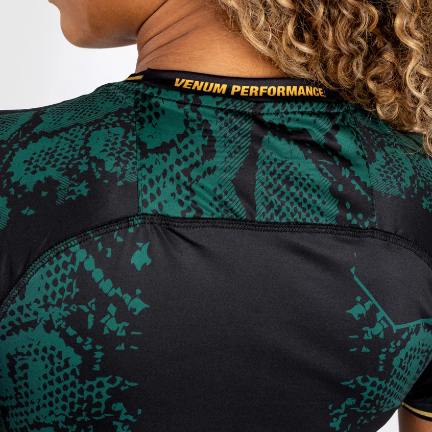 UFC Adrenaline by Venum Personalized Authentic Fight Night Women’s Walkout Jersey Green/Black/Gold - Emerald Edition - Image 6