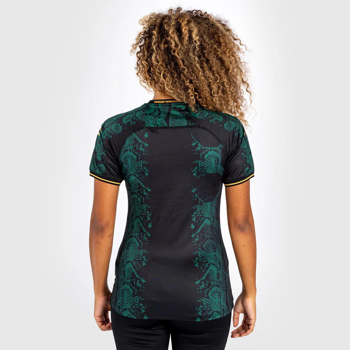 UFC Adrenaline by Venum Personalized Authentic Fight Night Women’s Walkout Jersey Green/Black/Gold - Emerald Edition - Image 7
