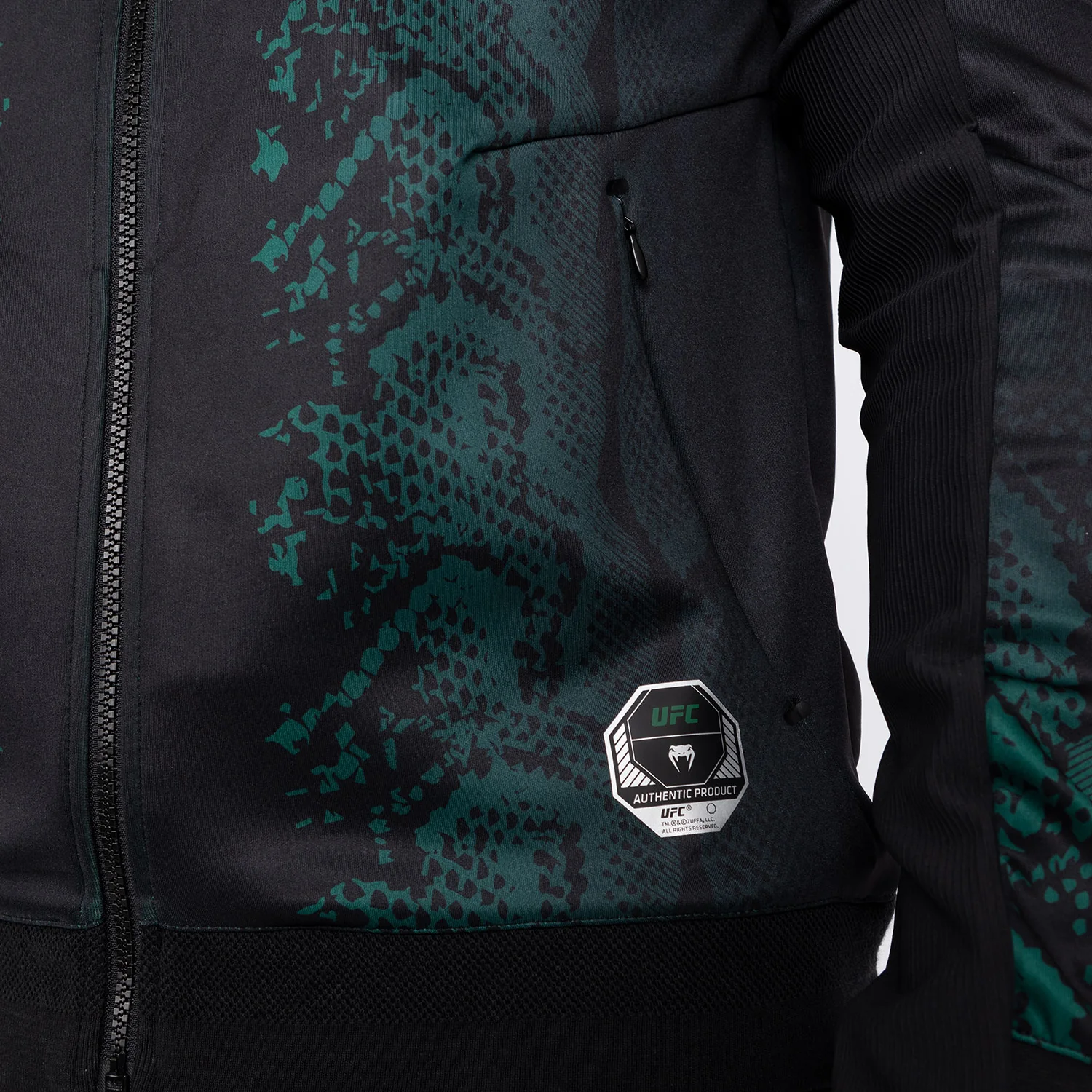 UFC Adrenaline by Venum Authentic Fight Night Men’s Walkout Hoodie - Emerald Edition - Green/Black - Image 6