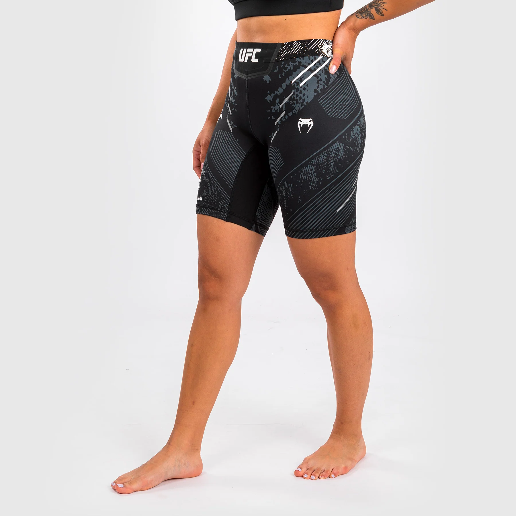 UFC Adrenaline by Venum Authentic Fight Night Women’s Vale Tudo Short - Long Fit - Black - Image 3