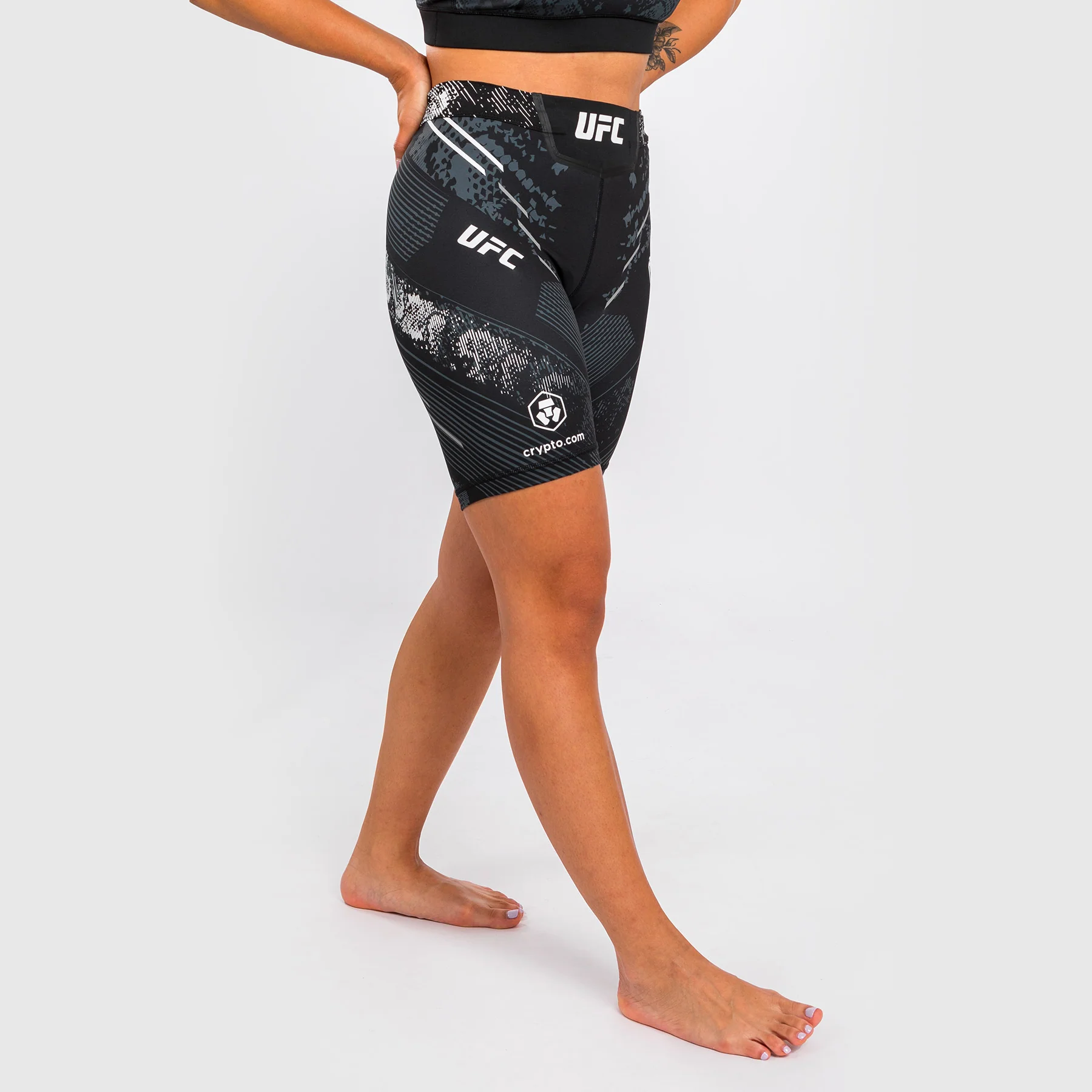 UFC Adrenaline by Venum Authentic Fight Night Women’s Vale Tudo Short - Long Fit - Black - Image 4