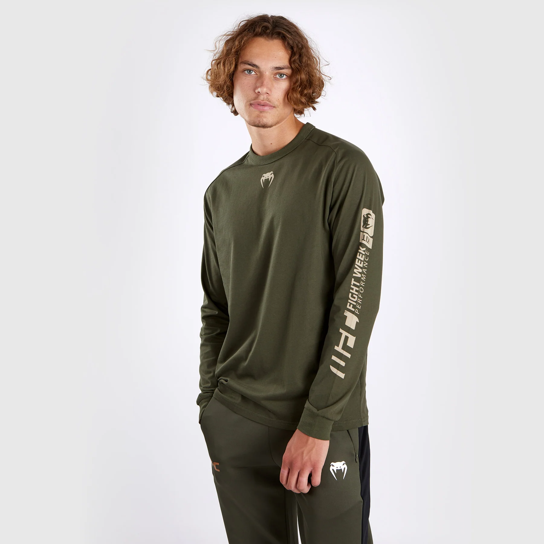 UFC Adrenaline by Venum Fight Week Men’s Long-sleeve T-shirt - Khaki - Image 4