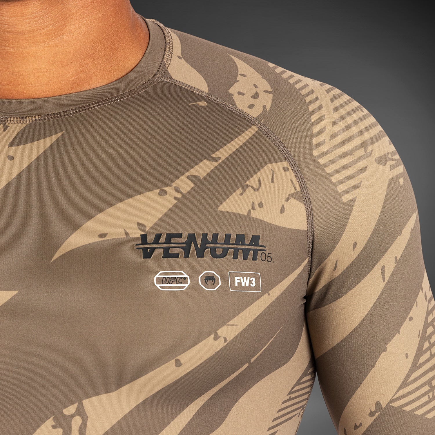 UFC Adrenaline by Venum Fight Week Performance Long Sleeve Rashguard - Desert Camo - Image 5