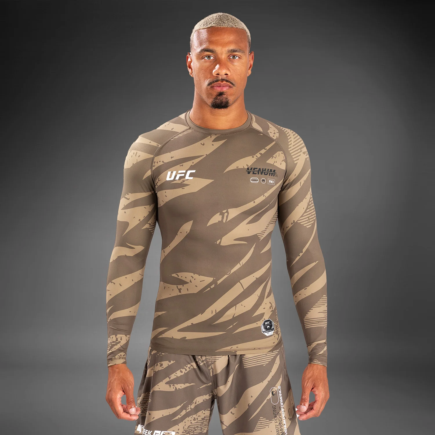 UFC Adrenaline by Venum Fight Week Performance Long Sleeve Rashguard - Desert Camo - Image 9