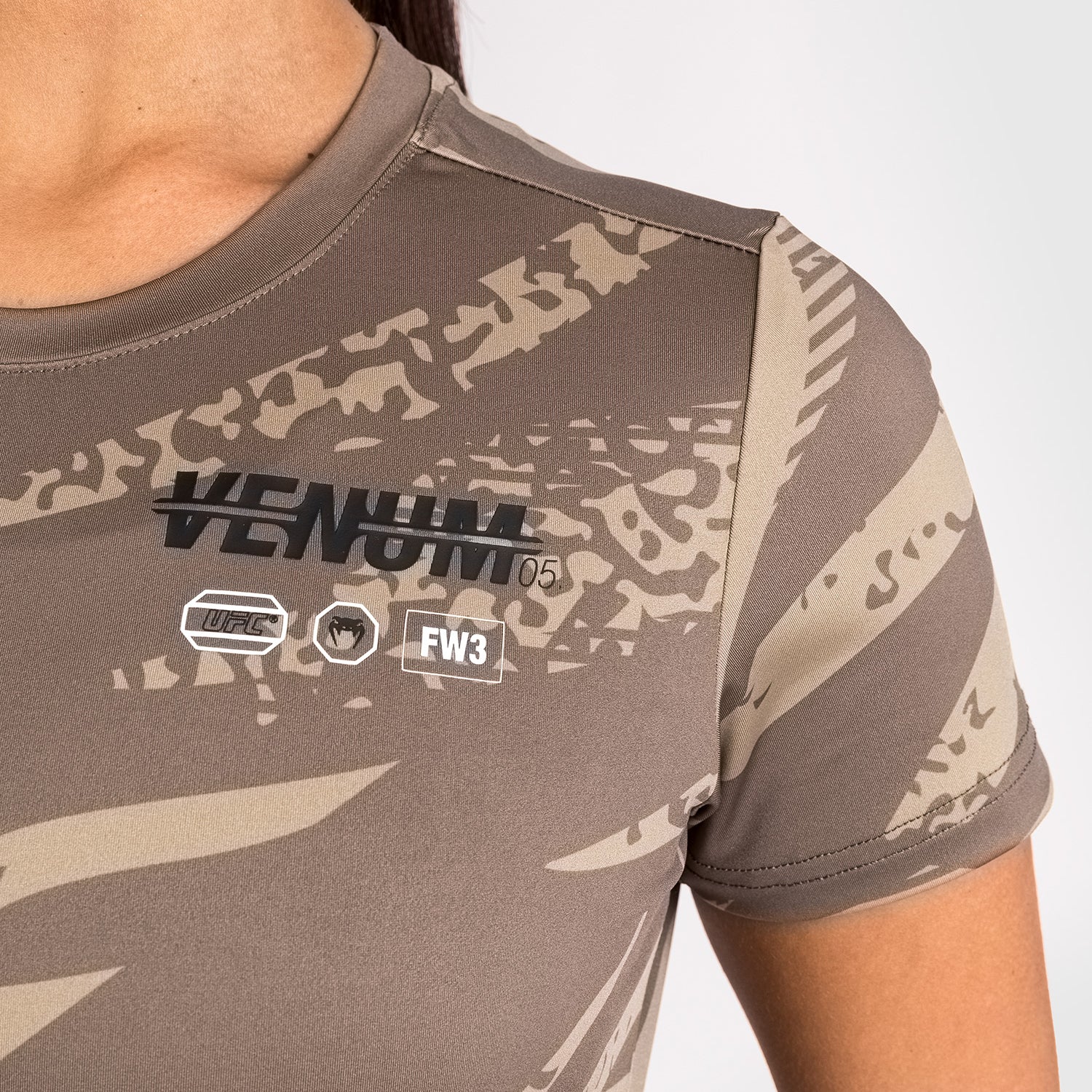 UFC Adrenaline by Venum Fight Week Women’s Dry-Tech T-shirt - Desert Camo - Image 5