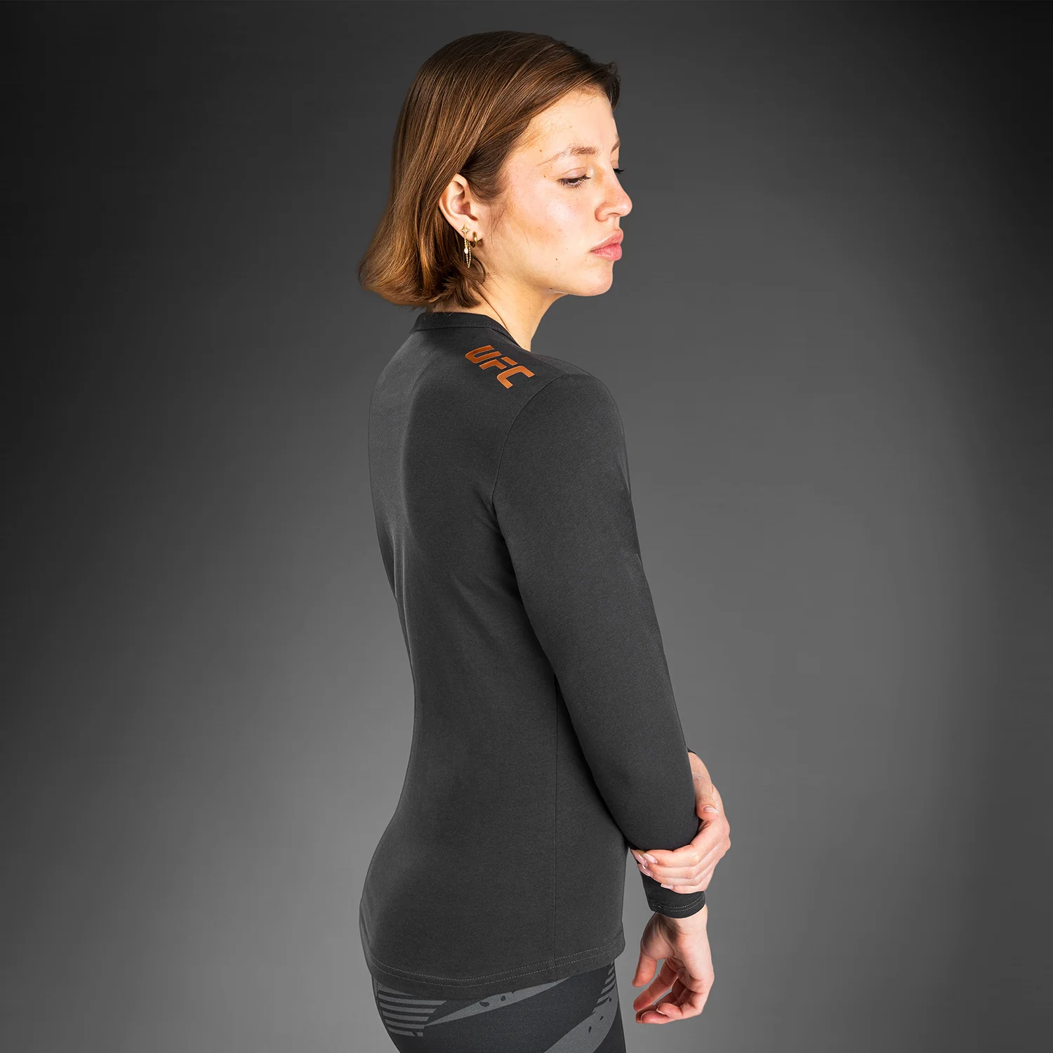 UFC Adrenaline by Venum Fight Week Women’s Long Sleeve Cotton T-Shirt - Charcoal Grey - Image 5