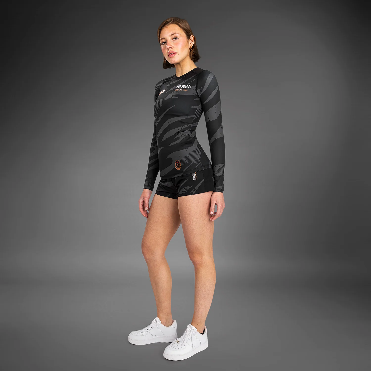 UFC Adrenaline by Venum Fight Week Women’s Performance Long Sleeve Rashguard - Urban Camo - Image 4