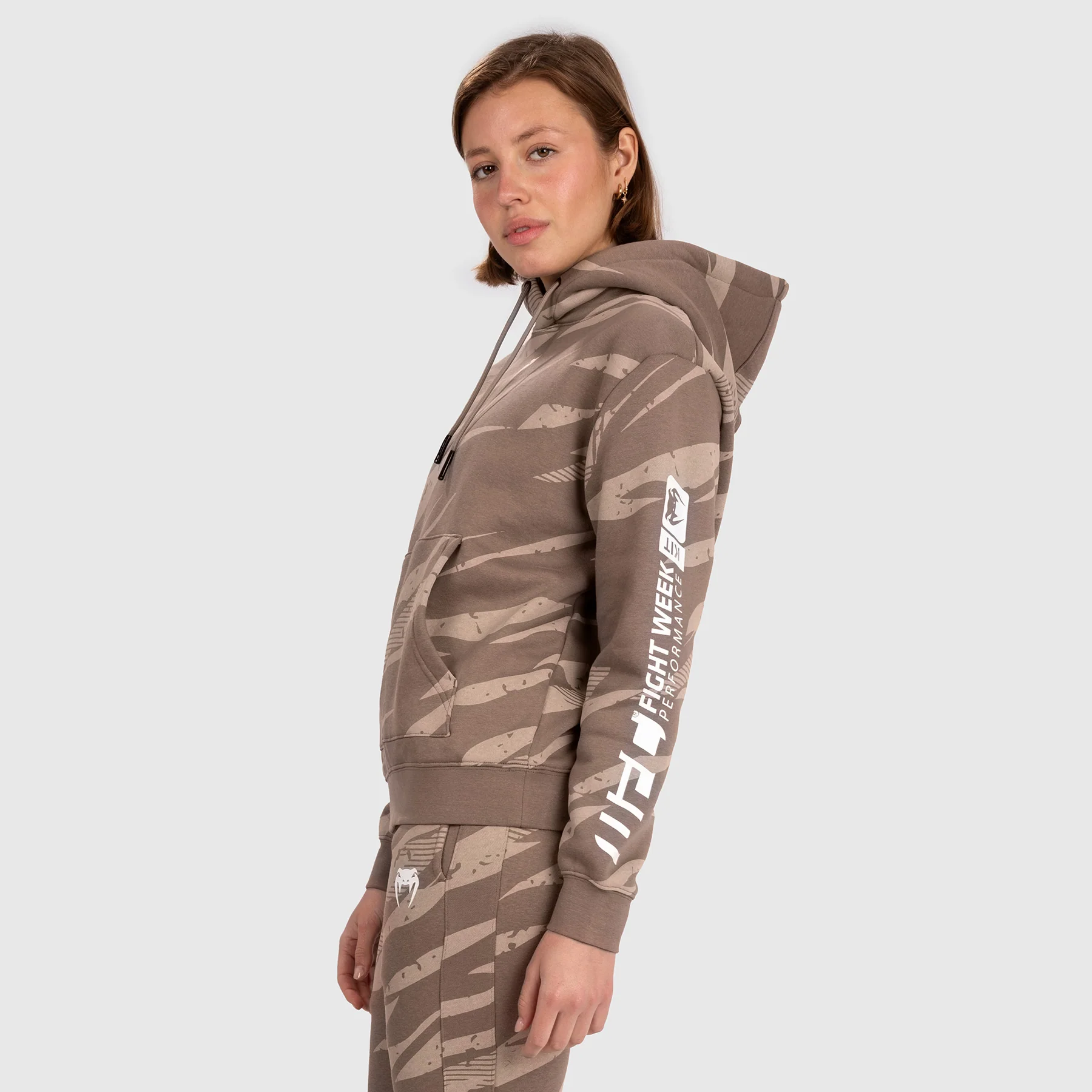 UFC Adrenaline by Venum Fight Week Women’s Pullover Hoodie - Desert Camo - Image 4