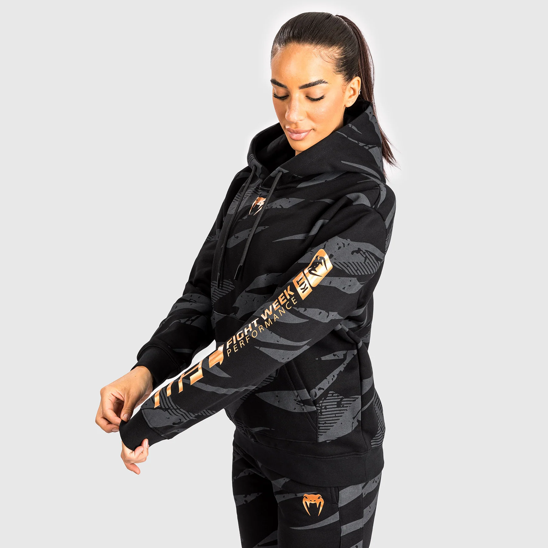 UFC Adrenaline by Venum Fight Week Women’s Pullover Hoodie - Urban Camo - Image 4
