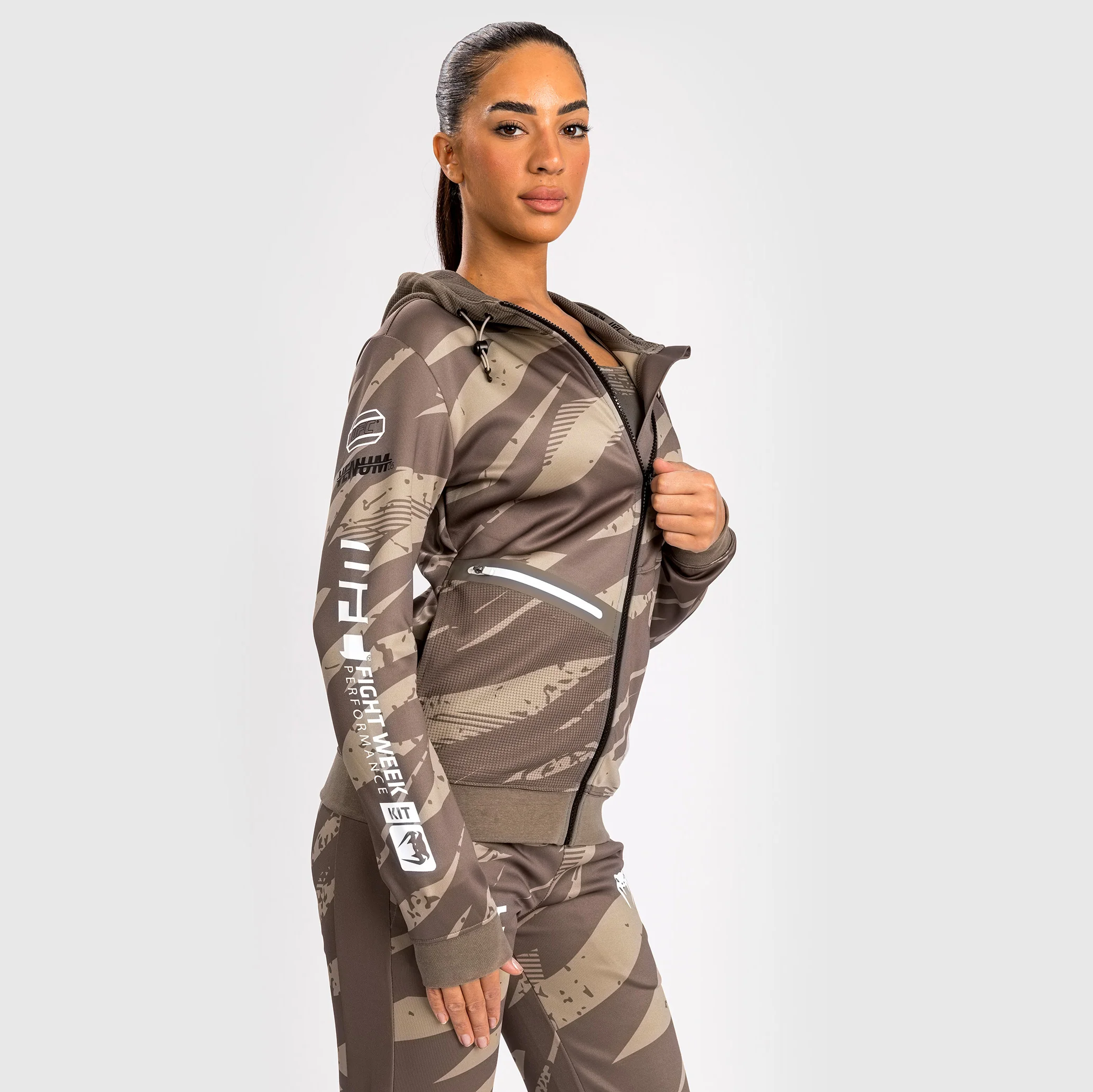UFC Adrenaline by Venum Fight Week Women’s Zip Hoodie - Desert Camo - Image 4