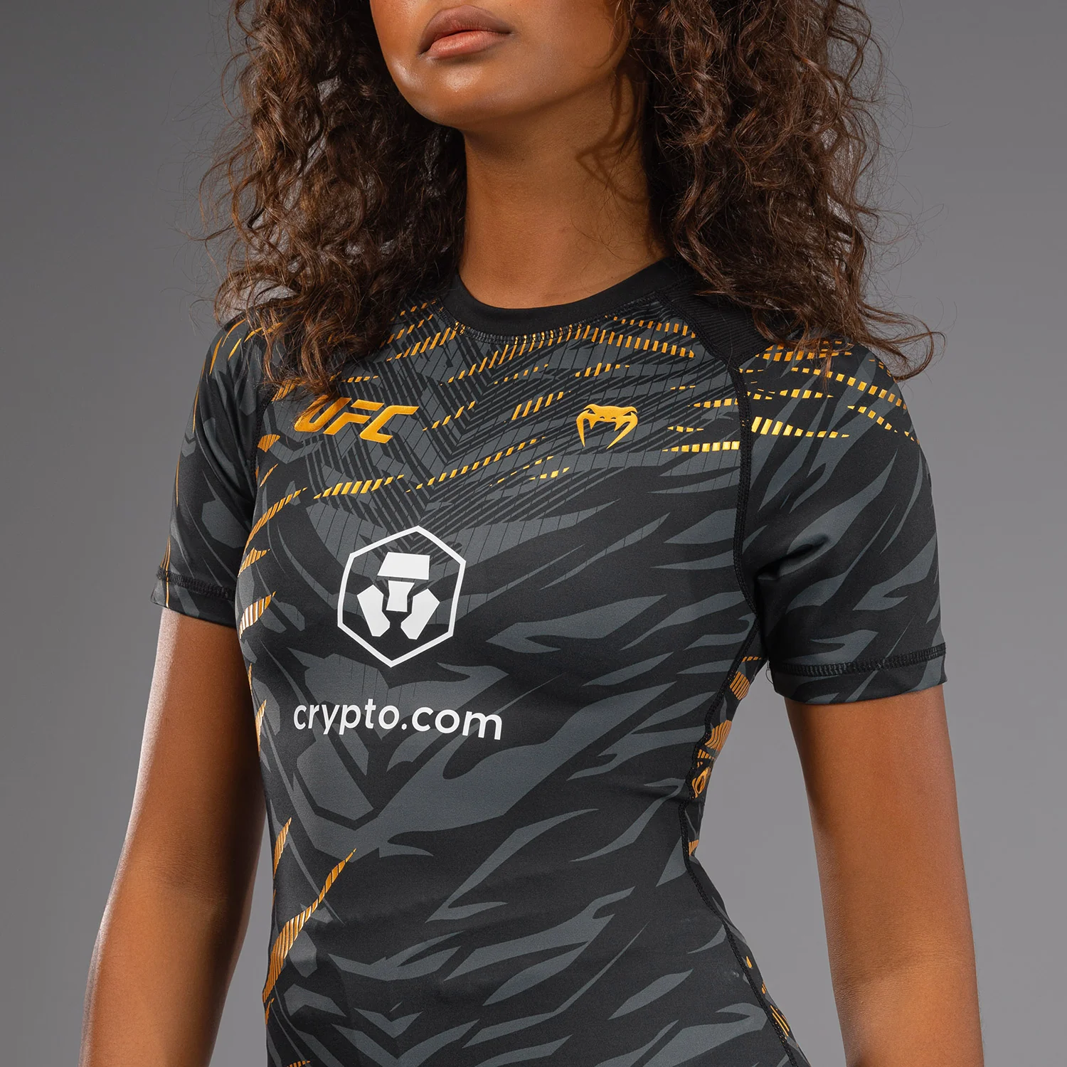 UFC Fusion by Venum Authentic Fight Night Women’s Performance Short Sleeve Rashguard - Champion - Image 5