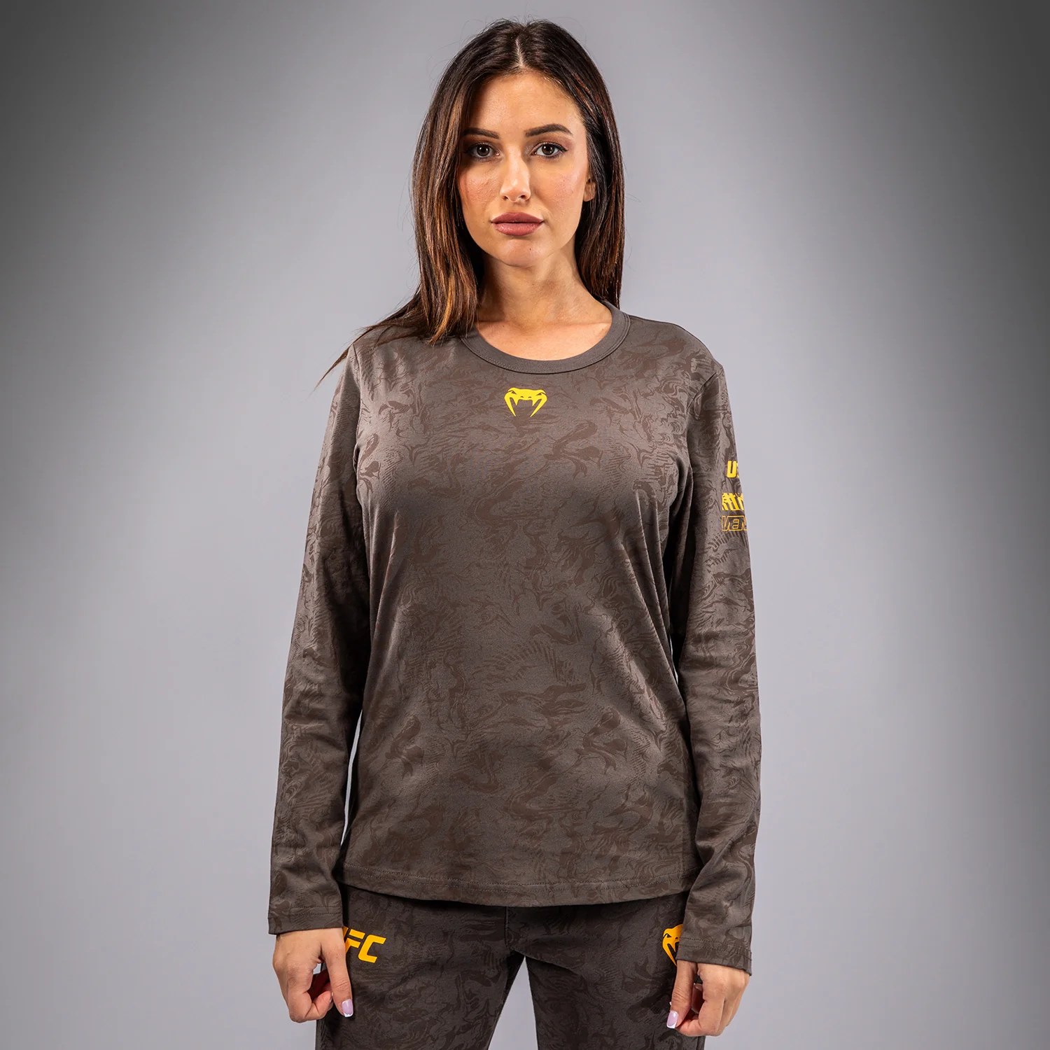 UFC Fusion by Venum Fight Week Women’s Long Sleeve Cotton T-Shirt - Earthen Brown - Image 5