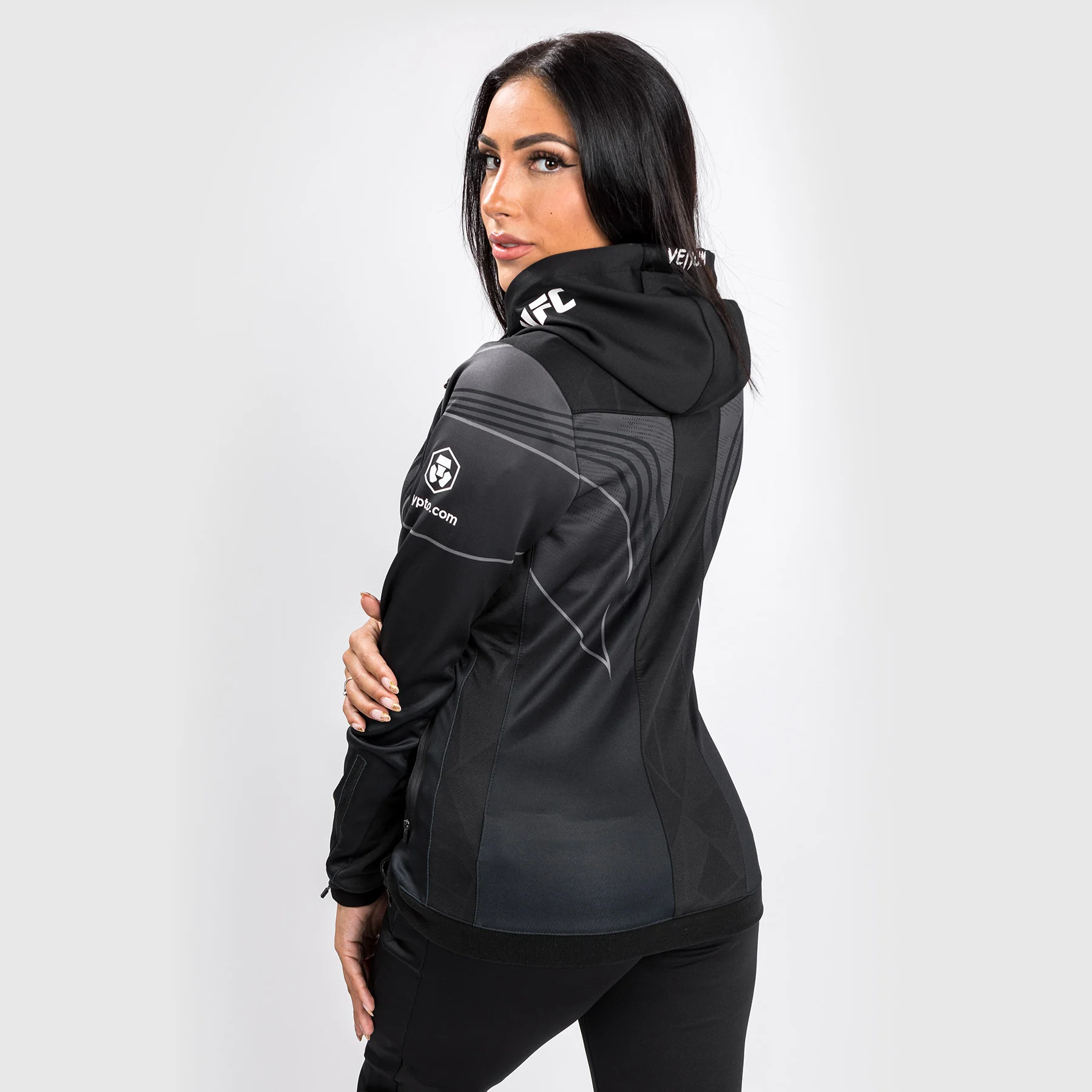 UFC Venum Authentic Fight Night 2.0 Women's Walkout Hoodie - Black - Image 3