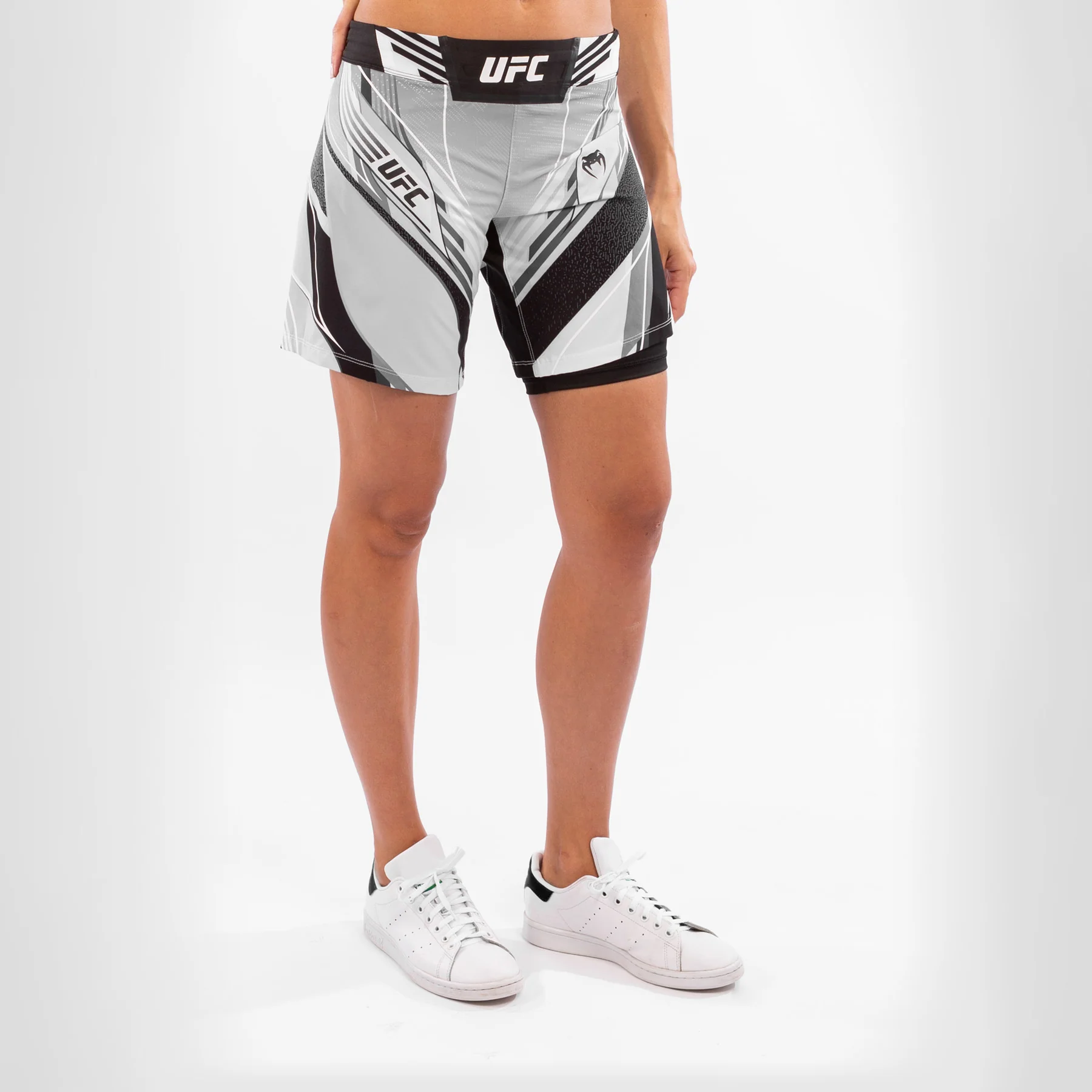 UFC Venum Authentic Fight Night Women's Shorts - Long Fit - White - Image 4