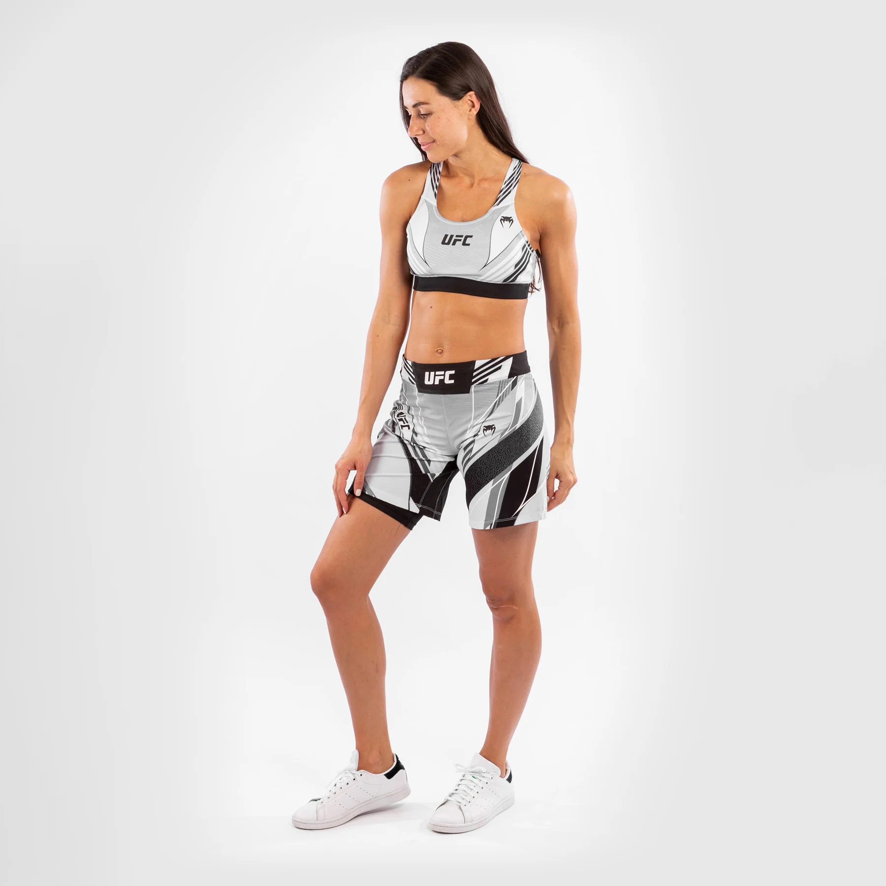 UFC Venum Authentic Fight Night Women's Shorts - Long Fit - White - Image 5