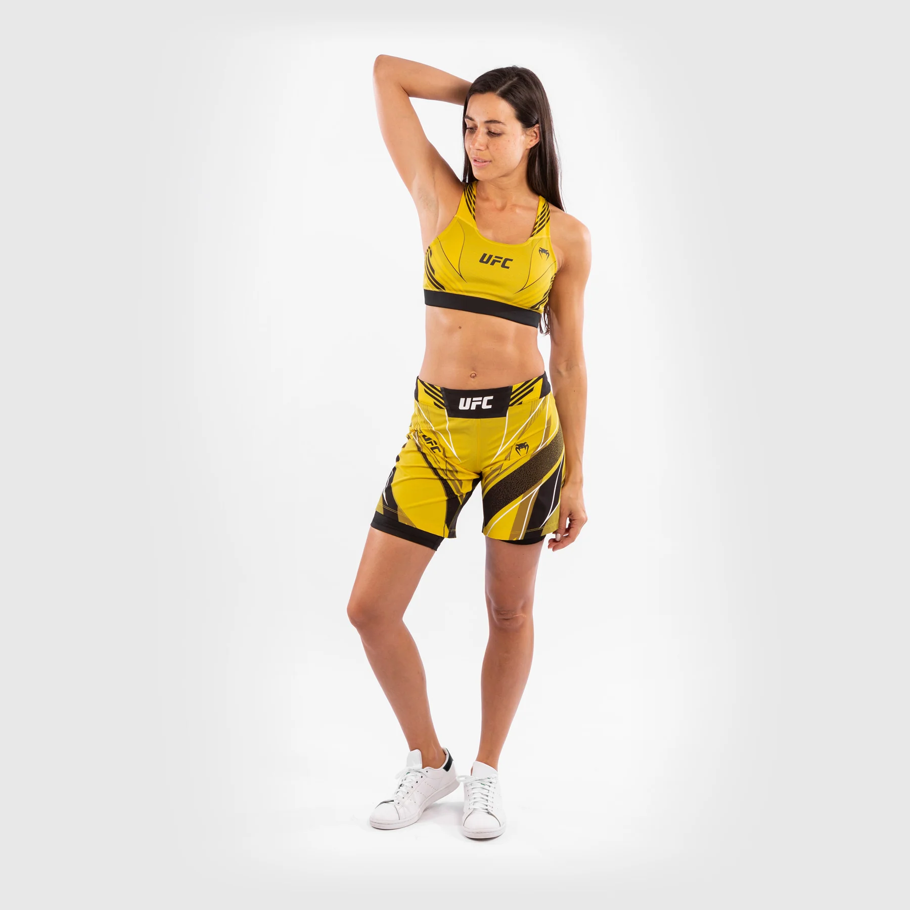 UFC Venum Authentic Fight Night Women's Shorts - Long Fit - Yellow - Image 8