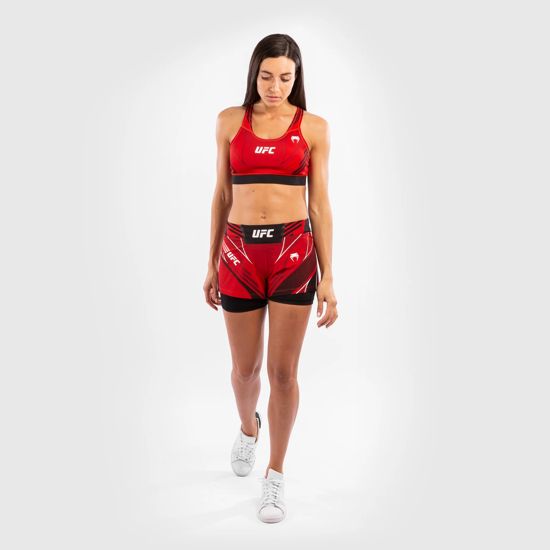 UFC Venum Authentic Fight Night Women's Shorts - Short Fit - Red - Image 8