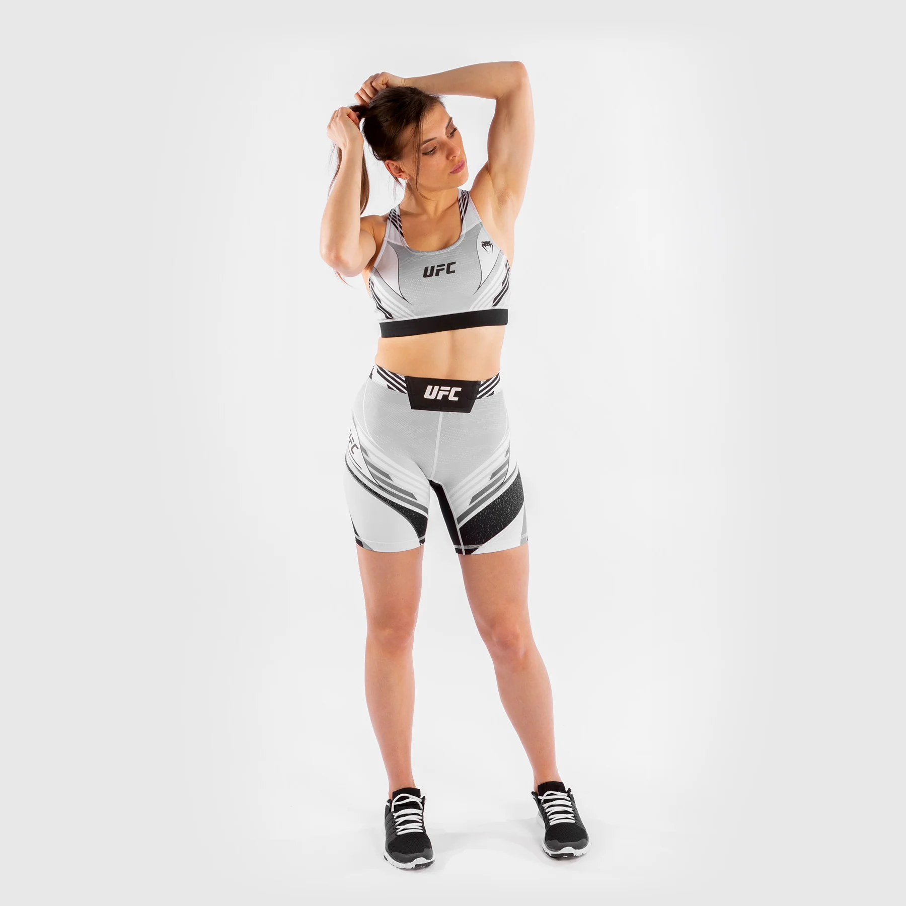 UFC Venum Authentic Fight Night Women's Vale Tudo Shorts - Long Fit - White - Image 5