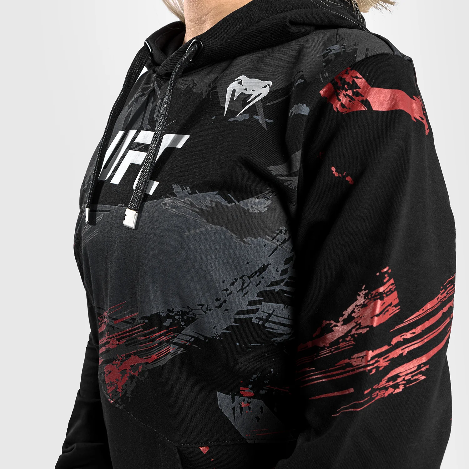 UFC Venum Authentic Fight Week 2.0 Women’s Pullover Hoodie - Black/Red - Image 3