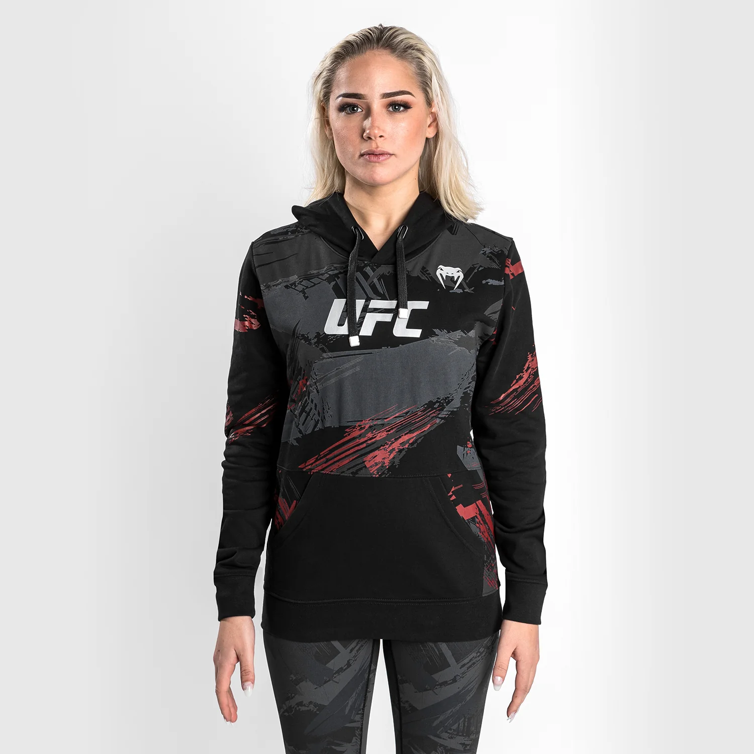 UFC Venum Authentic Fight Week 2.0 Women’s Pullover Hoodie - Black/Red - Image 8