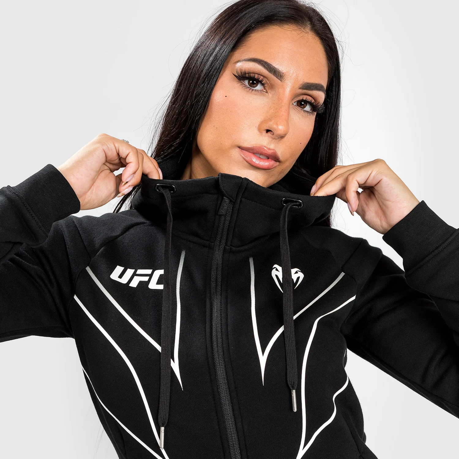 UFC Venum Fight Night 2.0 Replica Women's Full Zip Hoodie - Black - Image 2