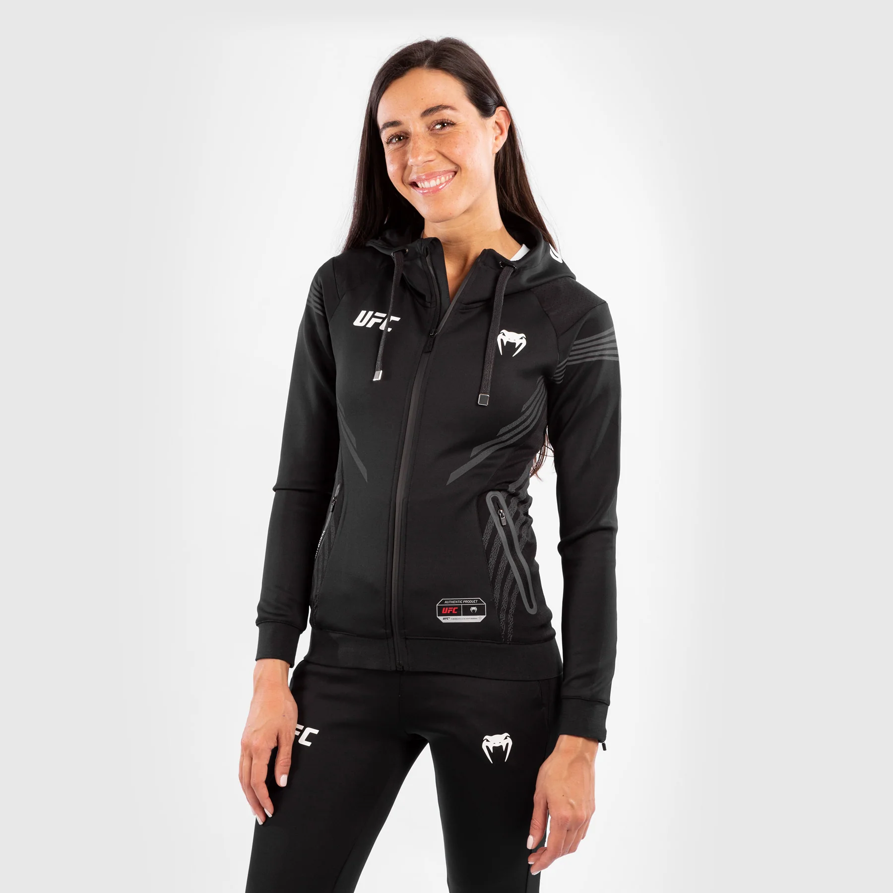 UFC Venum Personalized Authentic Fight Night Women's Walkout Hoodie - Black - Image 3