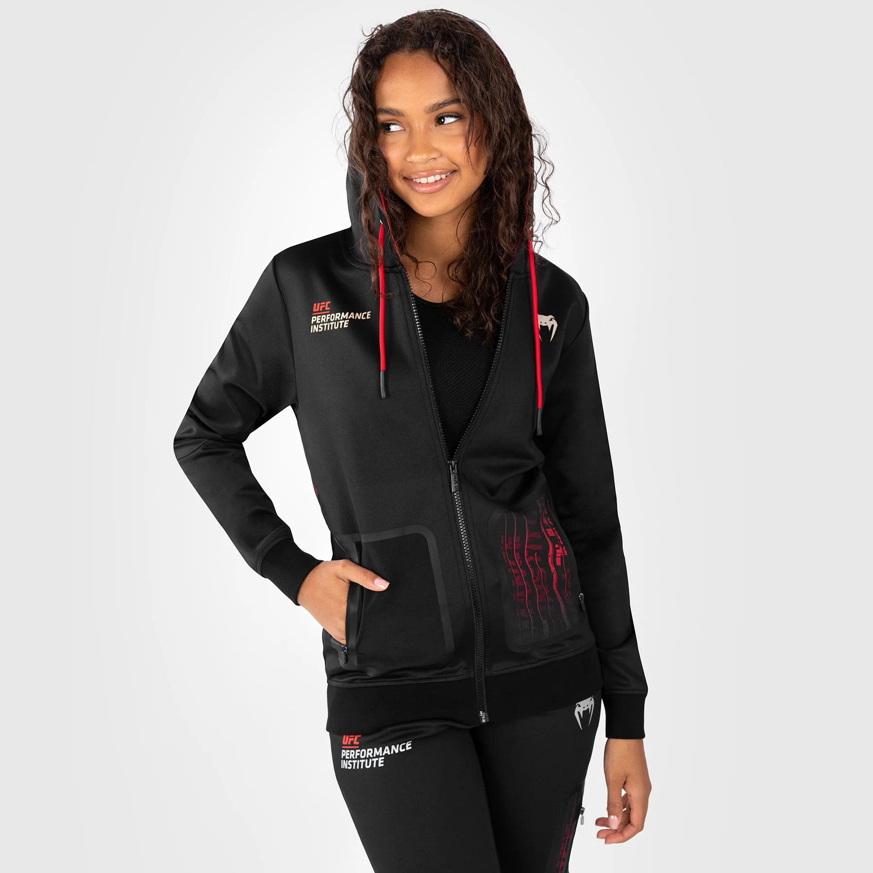 UFC Venum Performance Institute 2.0 Women’s Zip Hoodie - Black/Red - Image 10