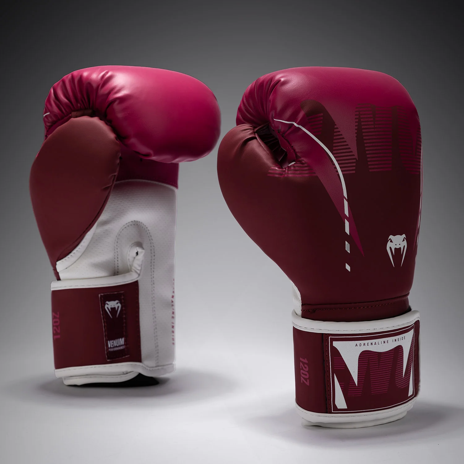 Venum Adrenaline Boxing Gloves – Burgundy/Pink - Image 2