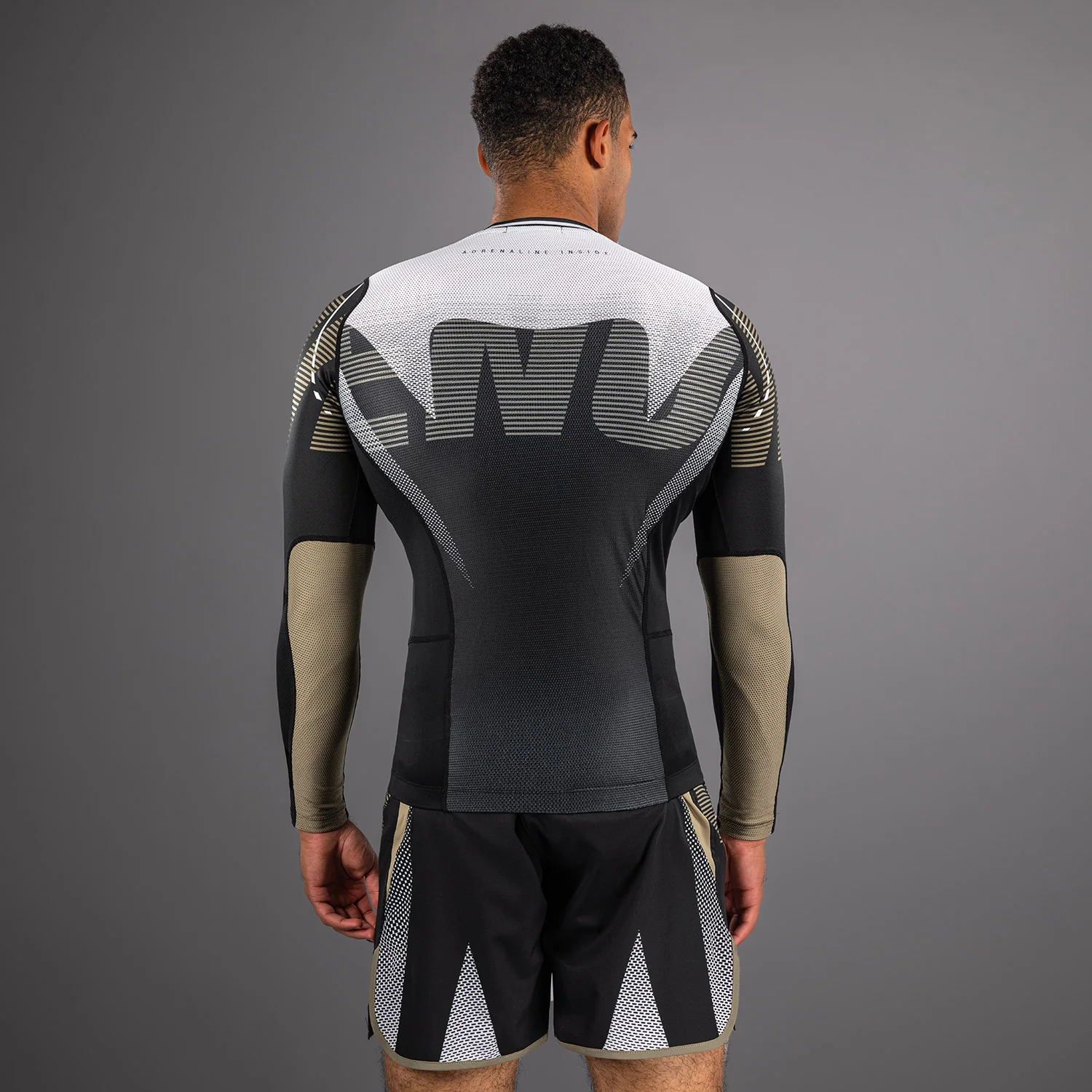 Venum Adrenaline Long Sleeve Rashguard - Black/Sand - Image 3