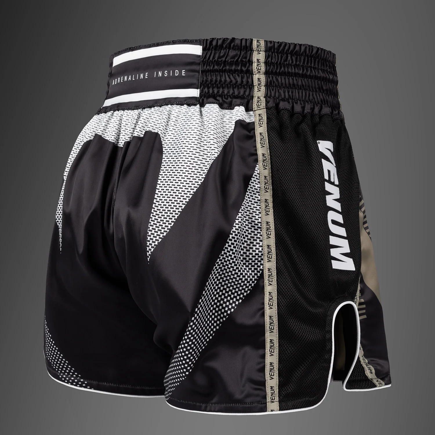 Venum Adrenaline Muay Thai Shorts - Black/Sand - Image 3