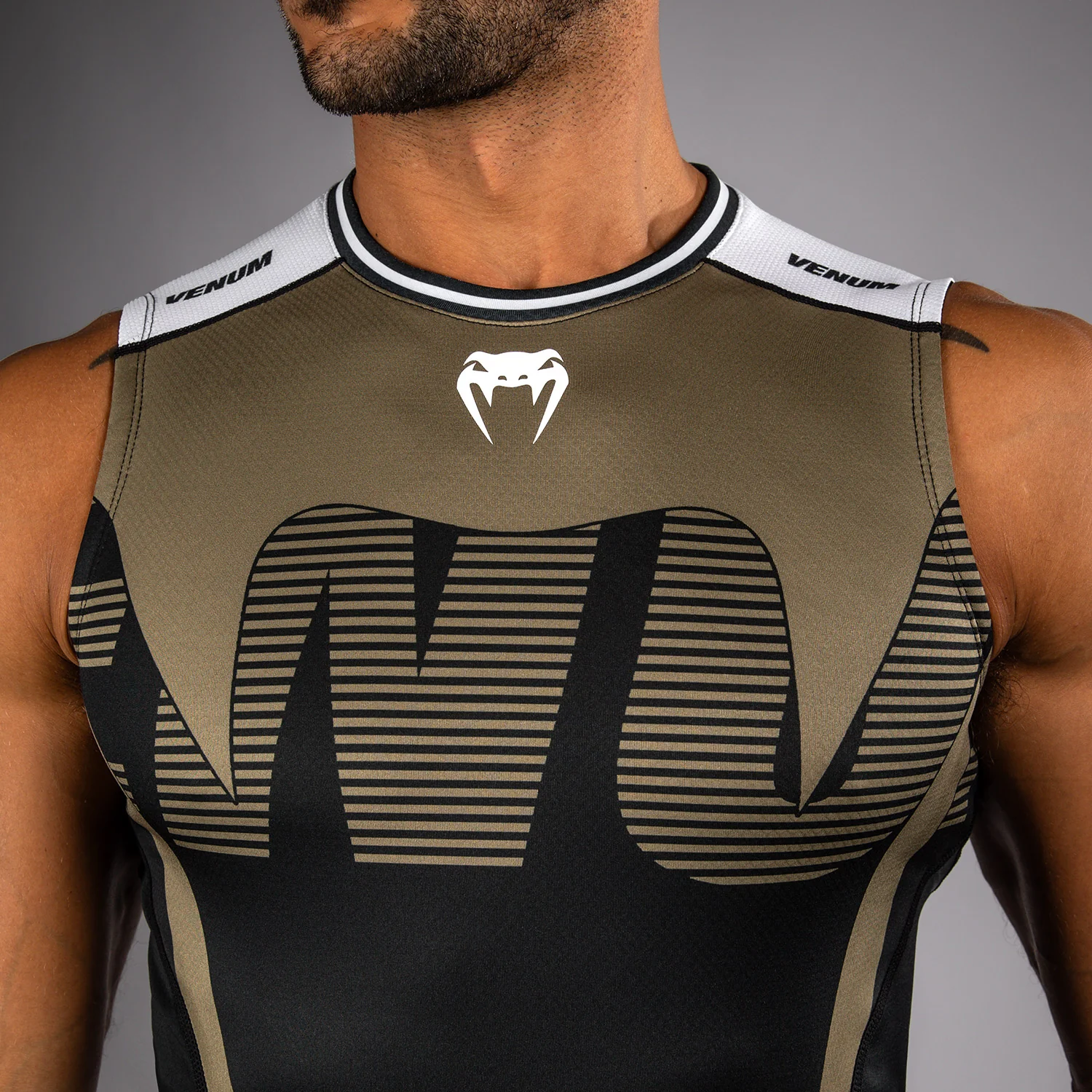 Venum Adrenaline Sleeveless Rashguards - Black/Sand - Image 3